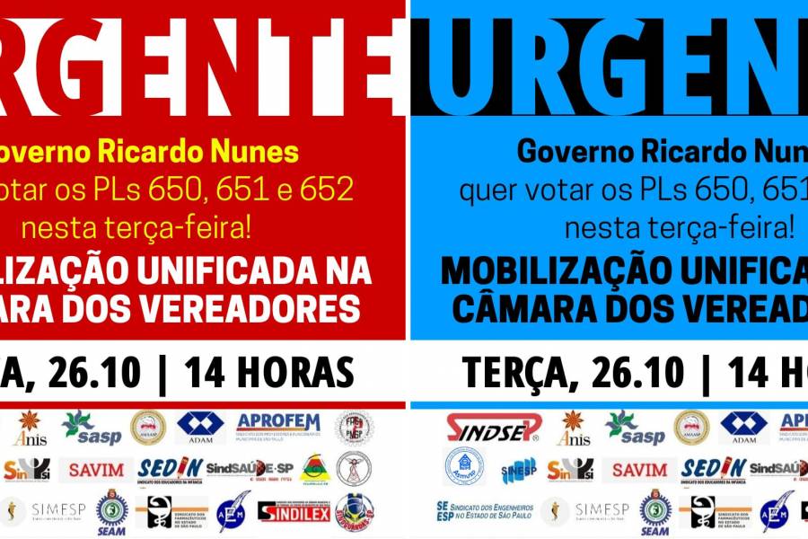 Câmara Municipal de São Paulo antecipa votações Fórum das Entidades convoca Servidores ativos e aposentados para ato